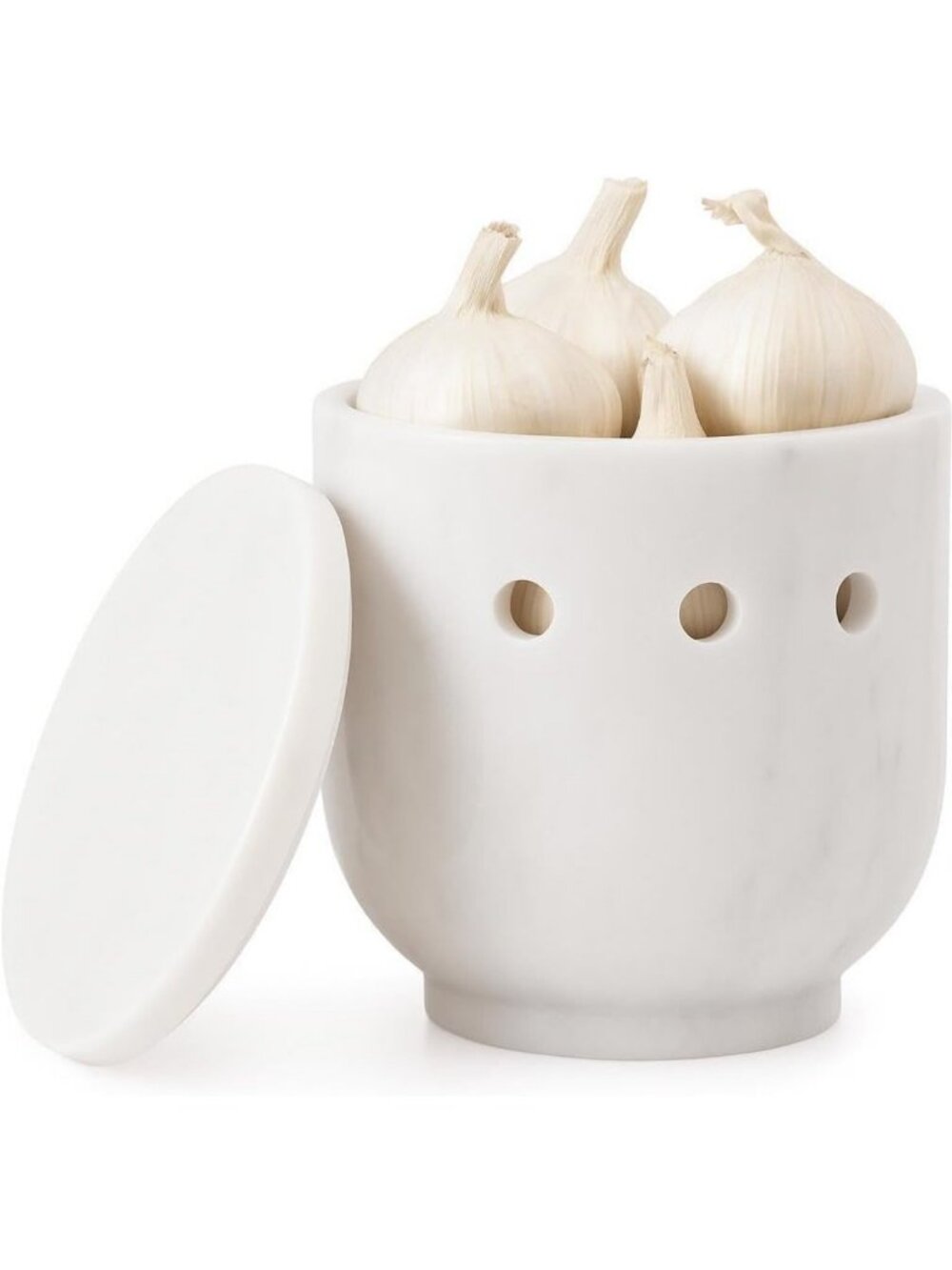 Natural Stone Garlic Keeper - Stylish Marble Storage Jar for Fresh Garlic